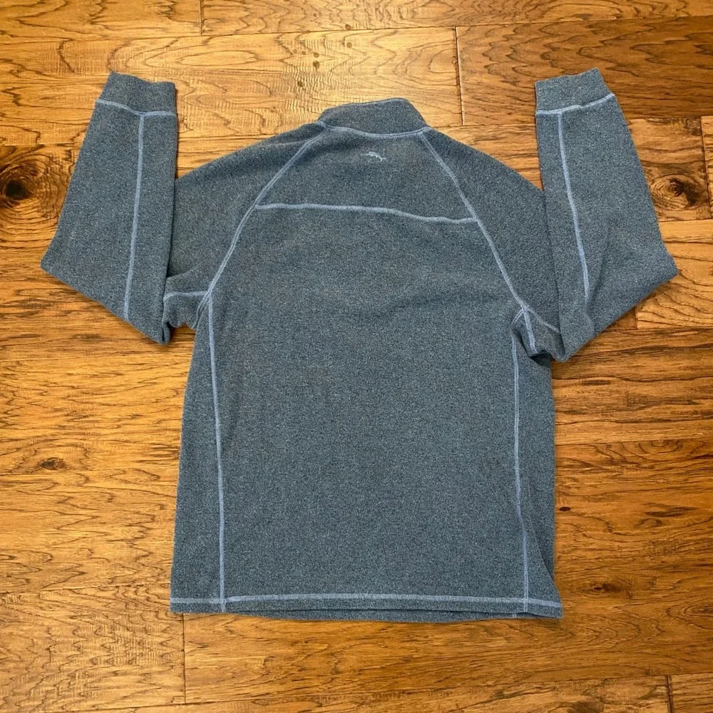 Tommy Bahama Snap Neck Fleece Pullover Mens Blue Heathered Marlin Logo L/S